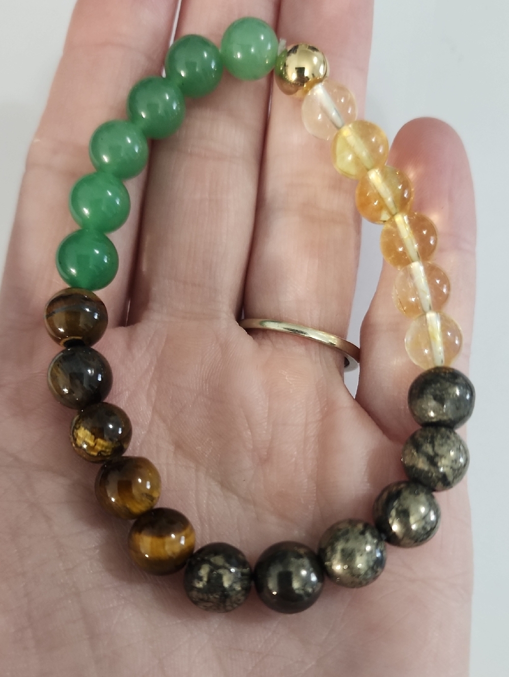 1pc Attract Money Wealth Good Link Crystal Bracelet- Natural Stone Green Aven-